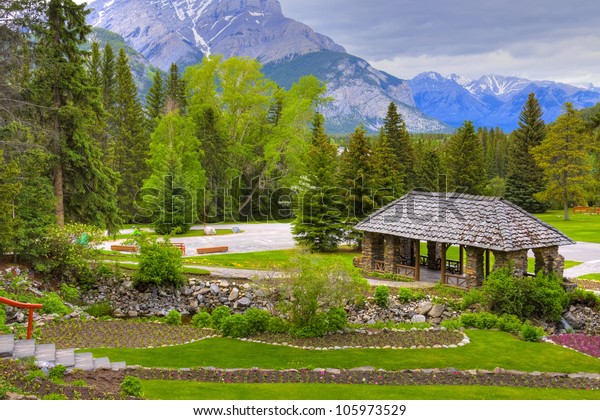 Log Cabin Surrounded By Forest Banff Stock Photo Edit Now 105973529