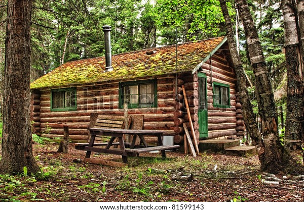 Log Cabin Surrounded By Forest Duck Stock Photo Edit Now 81599143