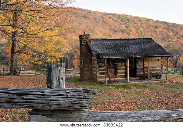 Log Cabin Virginia Mountains Fall Colors Stock Photo Edit Now