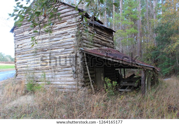 Log Cabin Weeds Old Meter Box Stock Photo Edit Now 1264165177