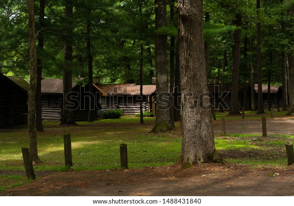 Log Cabins Forest White Pines Forest Stock Photo Edit Now 1488431840