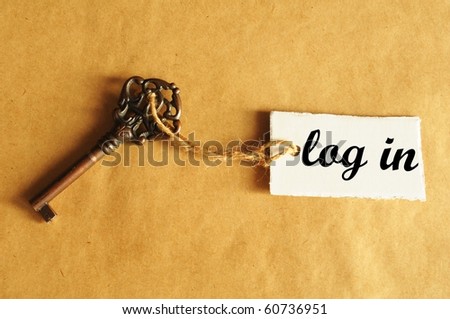 log in internet concept with key and label