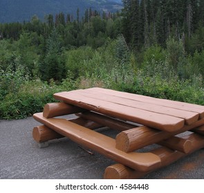 log picnic table