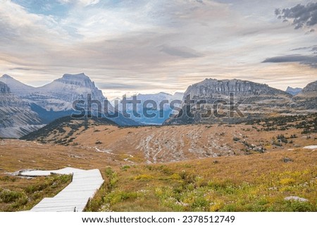 Logan Pass at Glacier national park with mountain view