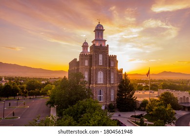 Logan Utah LDS Temple At Dusk