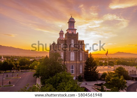 Logan Utah LDS Temple at dusk