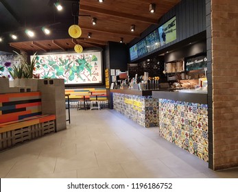 Loganholme, Logan City, Queensland/ Australia - September 21 2018: No Costumer In Guzman Y Gomez Mexican Taqueria Store At Logan Hyperdome Shopping Centre