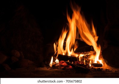 Logfire in fireplace