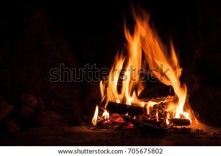 Logfire in fireplace