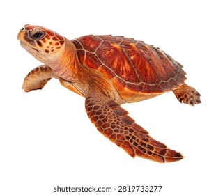 Loggerhead Turtle Single Loggerhead Sea Turtl Isolated On White Background