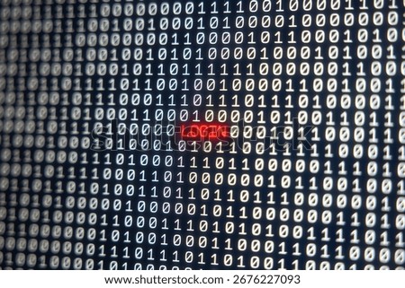 Login, accessibility, computer, sign, binary code. Random binary code, bits and bytes. System login, network security, privacy.