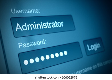 Login Box - Username And Password In Internet Browser On Computer Screen