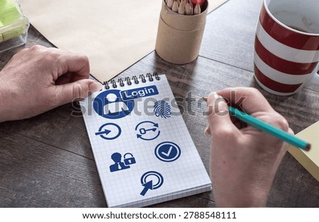 Login concept drawn on a notepad