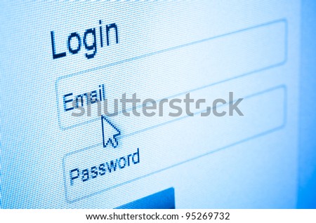Login with email and password on computer screen