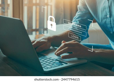 login and password, authentication or cybersecurity concept, data protection and encrypted internet access, cyber security	