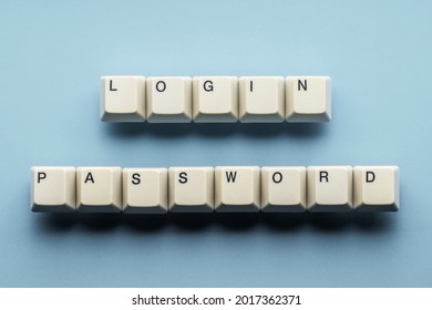 Login and password consist of keyboard keys. Secure login, concept