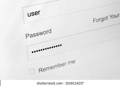 Login and password fields on screen. Security business concept