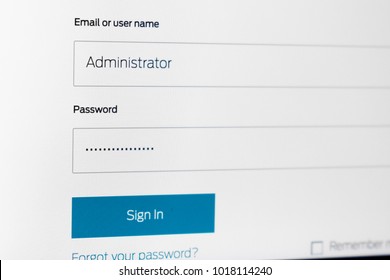 Login and password fields on screen. Security business concept