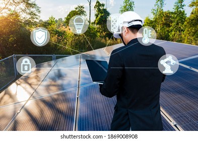 Logistician Managing Photovoltaics Supply Chain Via Laptop. Industry, Business And Technology Concept For Renewable Energy, Solar Module Manufacturing, Workflow Efficiency, Sustainability.