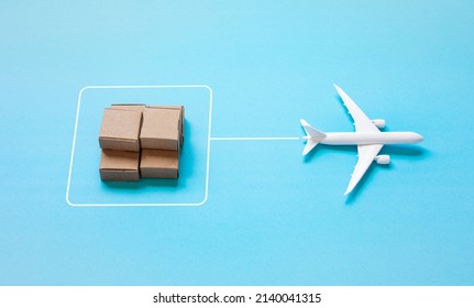 Logistics Or Cargo Service With Airplane And Product Box Order.business Transportation.online Shopping Market