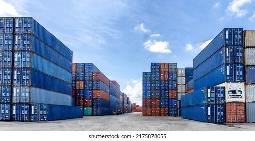 Logistics of international container cargo shipping and cargo plane in container yard, Freight transportation, International global shipping. - Shutterstock ID 2175878055