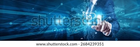 Logistics Manager touch with global on structure Logistics operations, optimizing transport, delivery, warehousing, inventory, routing, tracking, speed, and efficiency.