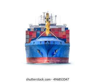 Logistics and transportation of International Container Cargo ship isolated on white background