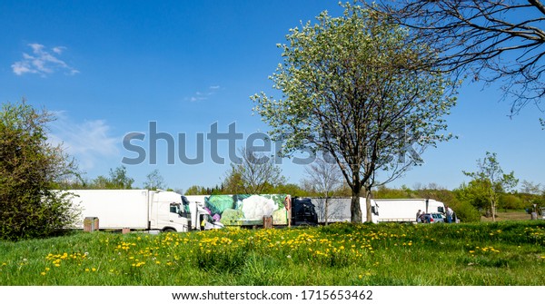 Logistics truck on the\
motorway rest area