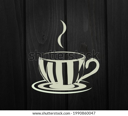 Logo, cup of milk on the wooden mockup, with unscription milk.