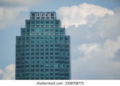 The Logo Sign Of Altice Company, American Cable Television Provider With Headquarters In New York City. United States, 2022.