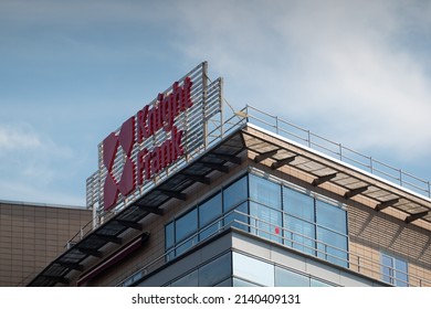 Logo Sign Of Knight Frank Global Real Estate Consultants Company At Its Headquarters Building In Bucharest. Romania, 2022.