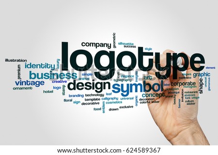 Logotype word cloud concept on grey background