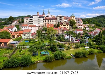Loket, the colorful historical town on Ohre river in the Karlovy Vary region, Czech Republic