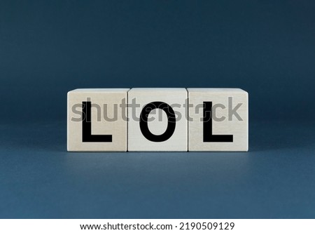LOL. Cubes form the word LOL. Concept LOL - laughing out loud