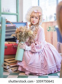 Lolita Girl In An Old Fashion Shop, Japanese Style