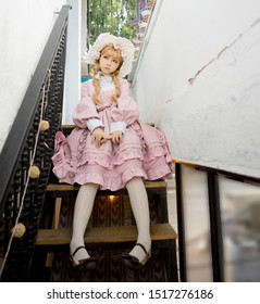 Lolita Girl In Old Fashion Shop, Japanese Style