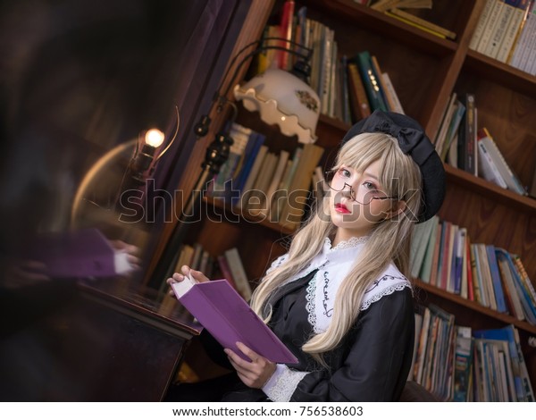 Lolita Girl Reading Library Japanese Style Stock Photo Edit Now 7565386