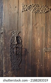 Lom Wood StaveKyrkje,Church Door And Latch, Hinge, Norway, Black Tar. Building Date 1170