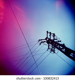 a lomography of a transmission tower