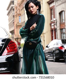 LONDON- 15 September 2017 Woman On The Street During The London Fashion Week