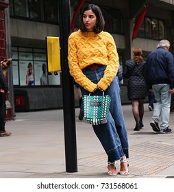 LONDON- 15 September 2017 Woman On The Street During The London Fashion Week