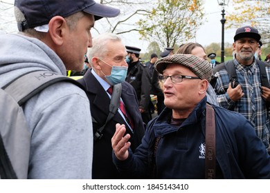 LONDON - 1ST NOVEMBER 2020: Far right and Tommy Robinson supporters on speakers corner.