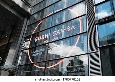 LONDON - 21ST JULY 2020: Sushi Samba At The Heron Tower In Bishopsgate 