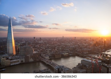 London Aerial View At Sunset