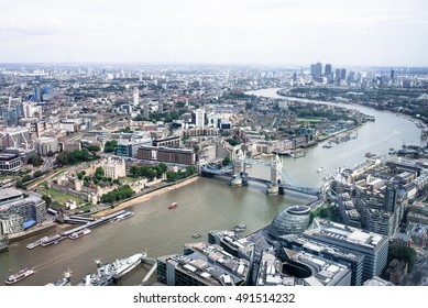 London Aerial View With Tower Bridge And River Thames