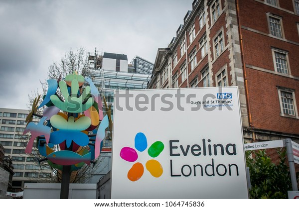 LONDON-\
APRIL, 2018: Evelina London Children\'s Hospital, part of Guys and\
St Thomas NHS teaching hospital in central\
London