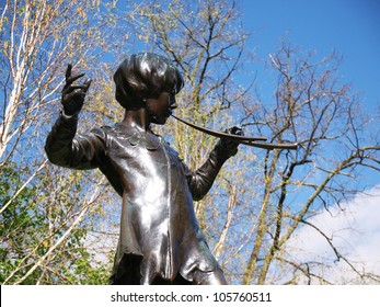 LONDON - APRIL 21: Statue of famous fairytale character Peter Pan, the boy who would never grow up and was created by author J.M. Barrie, in Kensington Gardens in London on April 21, 2012.