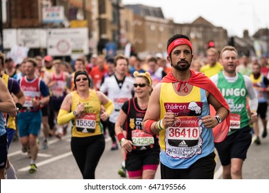 LONDON - April 24 2016. The London Marathon. The Race Was Founded By The Chris Brasher And John Disley. The Race Begins At Blackheath And Finishes In The Mall Alongside St. James's Park.