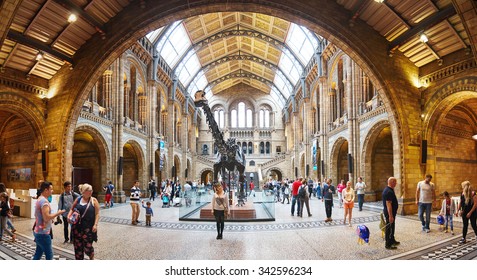 LONDON - AUGUST 16, 2015. People visit Natural History Museum in London, UK.