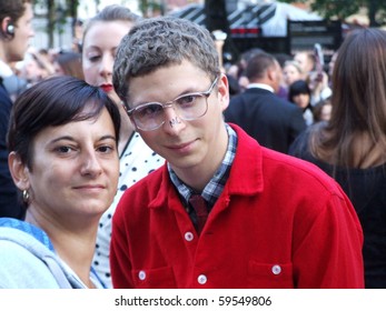 LONDON - August 18: Michael Cera And Unknown Fan At Scott Pilgrim Vs The World Premiere August 18th, 2010 In Leicester Square London, England.